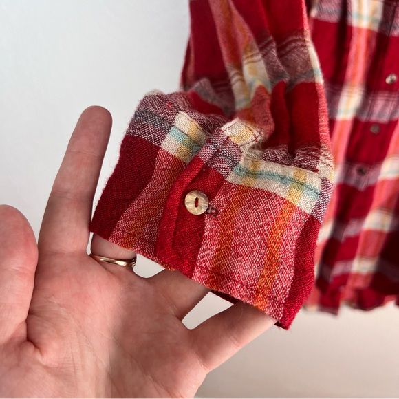 Anthropologie Akemi + Kin Lucie Plaid Tunic Red Oversized Size Small Long Line - Picture 6 of 9